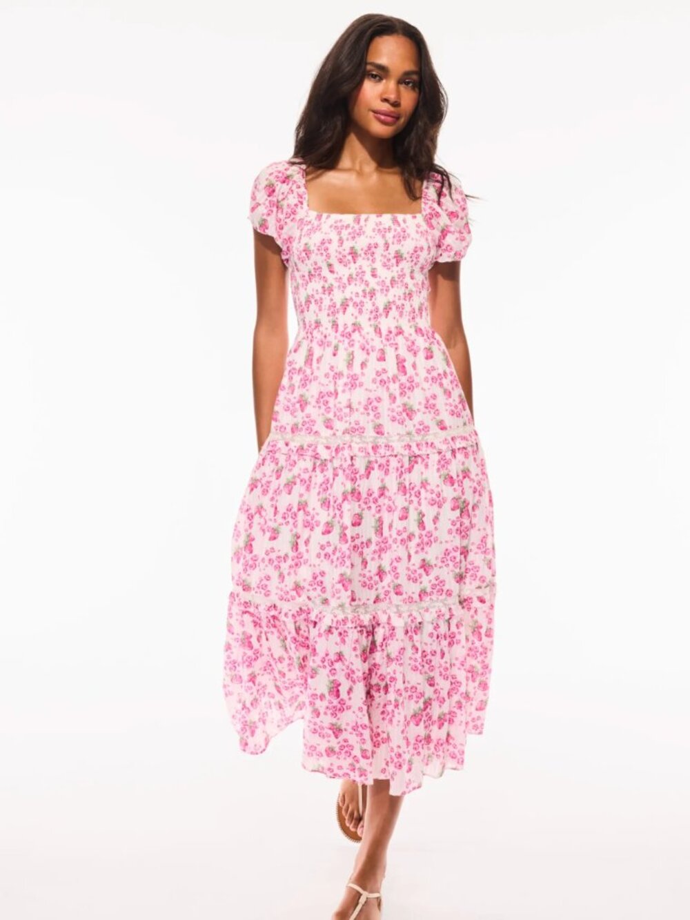 LoveShackFancy Masie Dress in Berry Jam Size S